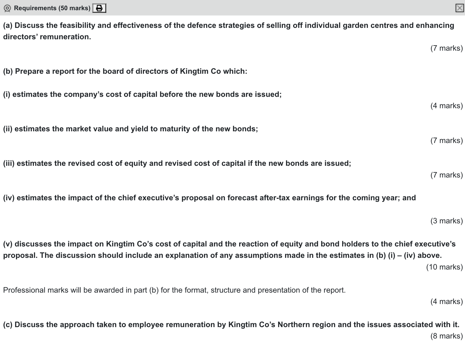 ACCA AFM Past papers Question 1 December 2020 CBE aCOWtancy Exam