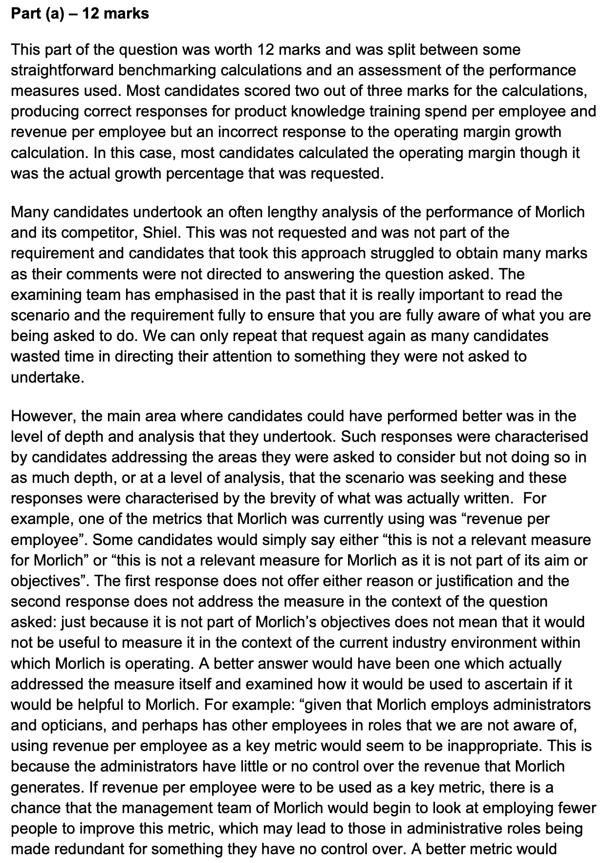 ACCA APM REPORT FORMAT visual data 4