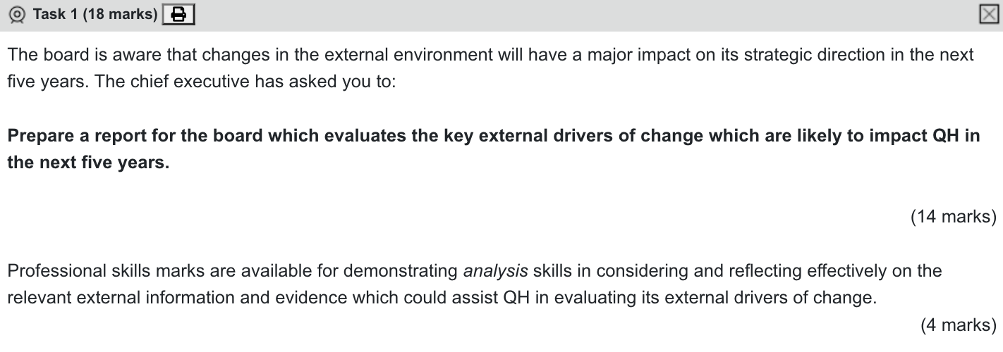 ACCA SBL Past papers Question 1 Task 1 December 2022 CBE