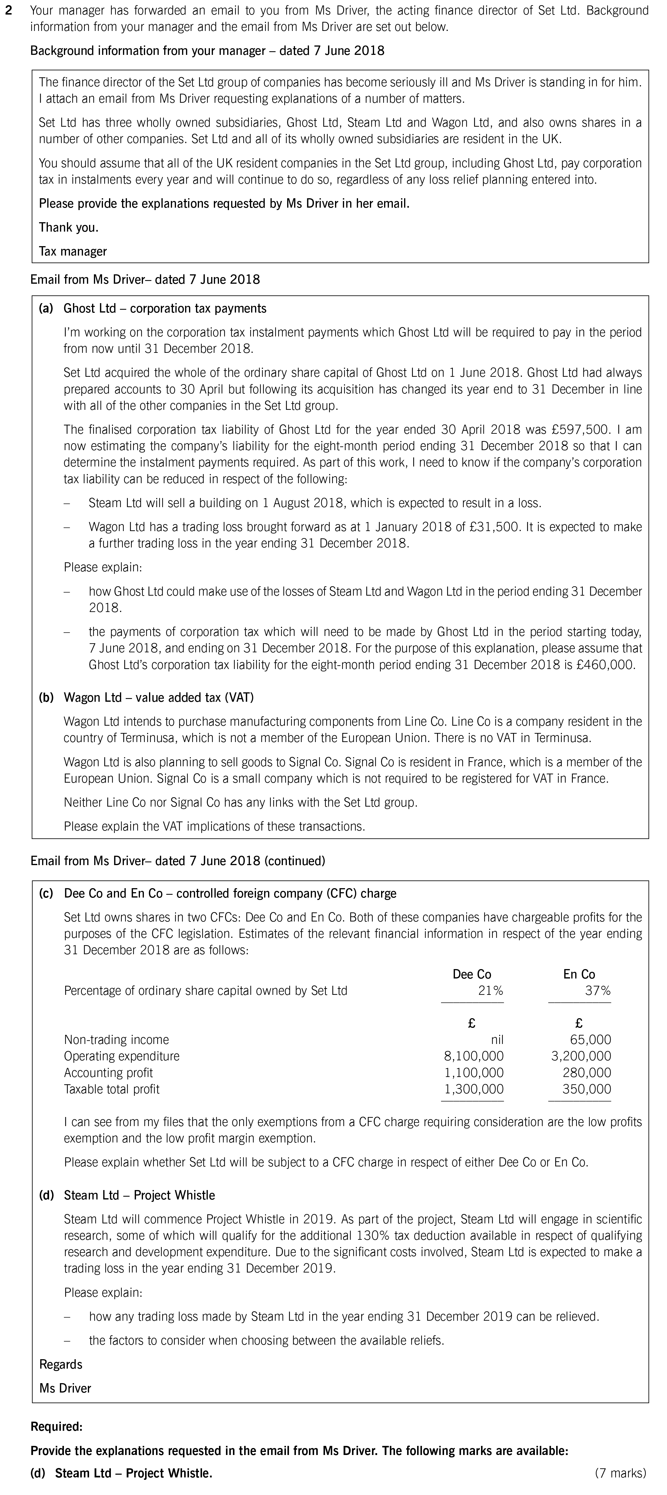 ACCA ATX (P6 UK) Past Papers A4ci. Research and development